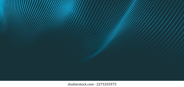 Resumen de la ola digital de partículas. Ola de punto futurista. Vector de fondo de tecnología. Representación 3D.