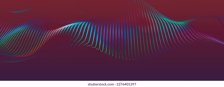Abstract digital wave of particles. Futuristic point wave. Technology background vector. 3D rendering.