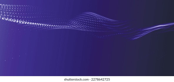 Abstract digital wave of particles. Futuristic point wave. Technology background vector. 3D rendering.