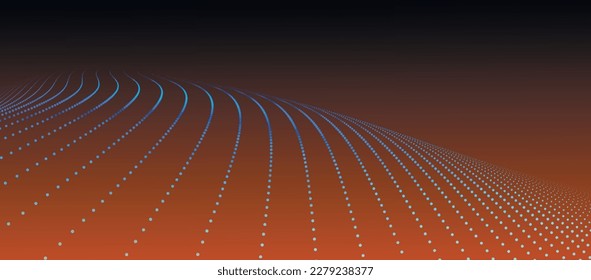 Abstract digital wave of particles. Futuristic point wave. Technology background vector. 3D rendering.