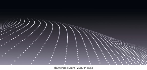 Abstract digital wave of particles. Futuristic point wave. Technology background vector. 3D rendering.