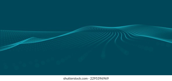 Abstract digital wave of particles. Futuristic point wave. Technology background vector. 3D rendering.
