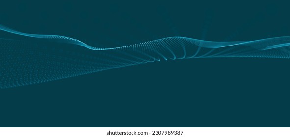 Abstract digital wave of particles. Futuristic point wave. Technology background vector. 3D rendering.
