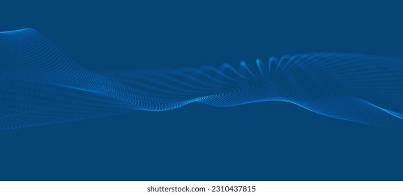 Abstract digital wave of particles. Futuristic point wave. Technology background vector. 3D rendering.