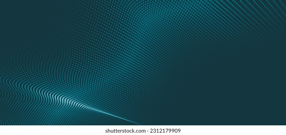 Abstract digital wave of particles. Futuristic point wave. Technology background vector. 3D rendering.