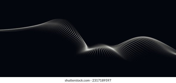 Abstract digital wave of particles. Futuristic point wave. Technology background vector. 3D rendering.