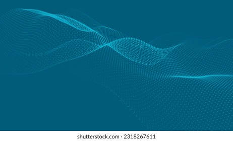 Abstract digital wave of particles. Futuristic point wave. Technology background vector. 3D rendering.