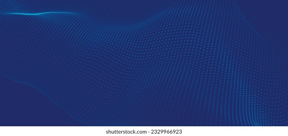 Resumen de la ola digital de partículas. Ola de punto futurista. Vector de fondo de tecnología. Representación 3D.