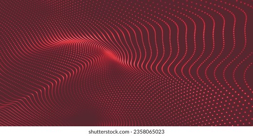Abstract digital wave of particles. Futuristic point wave. Technology background vector. 3D rendering.