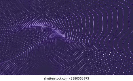 Abstract digital wave of particles. Futuristic point wave. Technology background vector. 3D rendering.