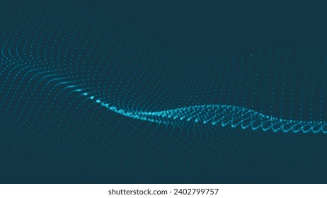 Resumen de la ola digital de partículas. Ola de punto futurista. Vector de fondo de tecnología. Representación 3D.