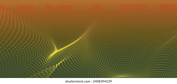 Abstract digital wave of particles. Futuristic point wave. Technology background vector. 3D