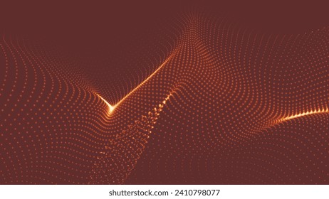 Abstract digital wave of particles. Futuristic point wave. Technology background vector. 3D