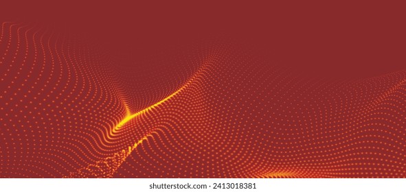 Abstract digital wave of particles. Futuristic point wave. Technology background vector. 3D