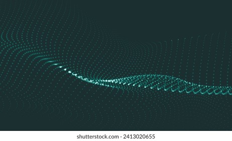 Abstract digital wave of particles. Futuristic point wave. Technology background vector. 3D.