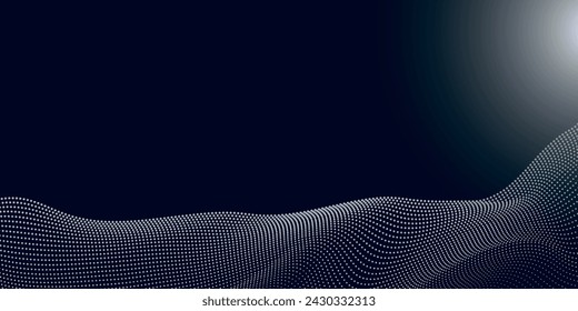 Onda digital abstracta de partículas. Onda de punto futurista. Vector de fondo de tecnología. 