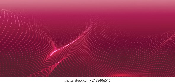 Onda digital abstracta de partículas. Onda de punto futurista. Vector de fondo de tecnología. 3D