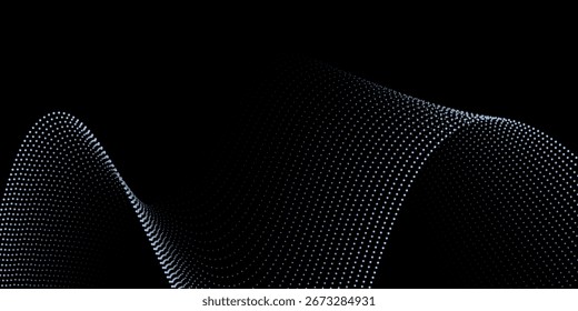 Abstractas onda digital de partículas. Onda puntual futurista. Vector de fondo de Tecnología. Ilustración vectorial. Eps10