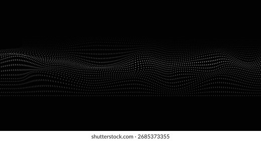 Abstractas onda digital de partículas. Onda puntual futurista. Vector de fondo de Tecnología