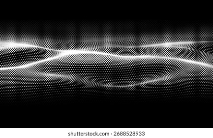 Abstract digital wave of particles. Futuristic point wave. Technology black background vector. Vector illustration