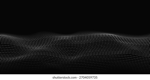 Abstract digital wave of particles. Futuristic point wave. Technology background vector. Vector illustration
