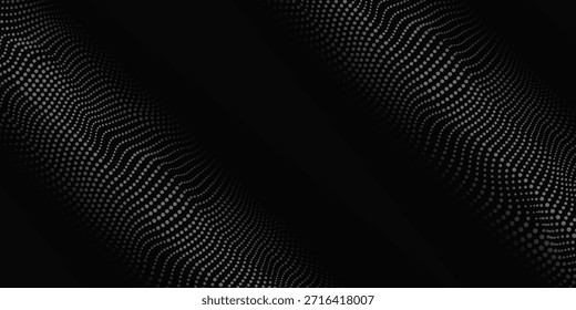 Abstractas onda digital de partículas. Onda puntual futurista. Vector de fondo de Tecnología. Ilustración vectorial