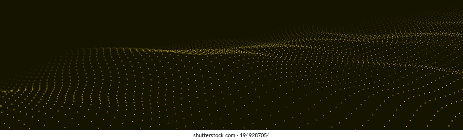Resumen de la ola digital de partículas. Estructura de conexión de red. Ola de punto futurista. Gran cantidad de datos. Antecedentes abstractos. Vector