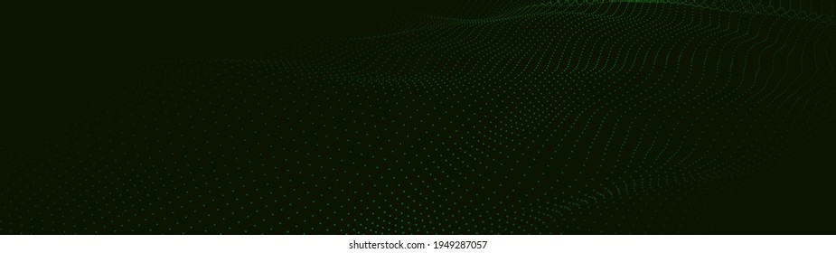 Abstract digital wave of particles. Network connection structure. Futuristic point wave. Large amount of data. Abstract background. Vector