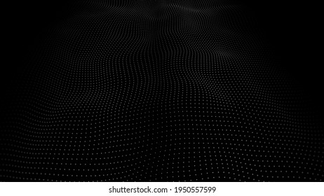 Resumen de la ola digital de partículas. Estructura de conexión de red. Ola de punto futurista. Gran cantidad de datos. Antecedentes abstractos. Vector