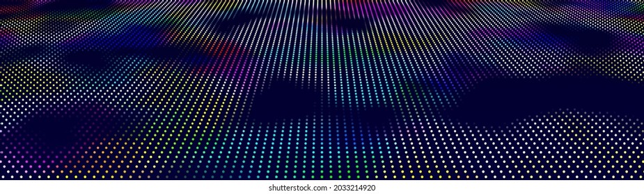 Abstract digital wave of particles. Network connection structure. Futuristic point wave. Large amount of data. Abstract background. Vector