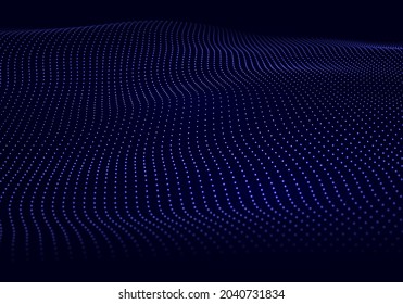 Abstract digital wave of particles. Network connection structure. Futuristic point wave. Large amount of data. Abstract background. Vector