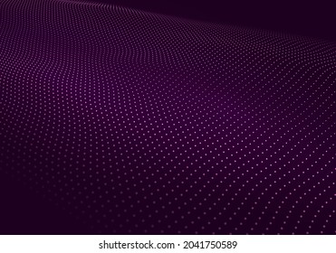 Abstract digital wave of particles. Network connection structure. Futuristic point wave. Large amount of data. Abstract background. Vector