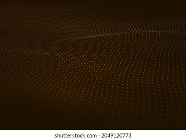 Resumen de la ola digital de partículas. Estructura de conexión de red. Ola de punto futurista. Gran cantidad de datos. Antecedentes abstractos. Vector