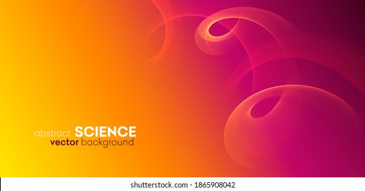 Abstract digital wave particles on yellow and red background. Big data visualization concept. Vector Illsutration.