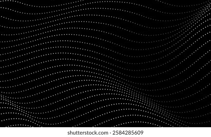 Abstract digital wave of particles on black background. Eps10 vector