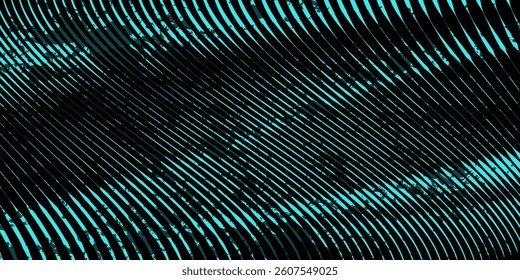 Abstract digital wave of particles on a black background. Circles and defocused bright green particles. Technological background.