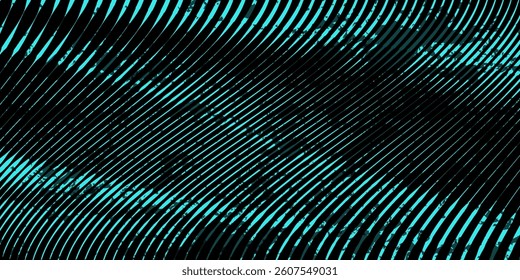 Abstract digital wave of particles on a black background. Circles and defocused bright green particles. Technological background.