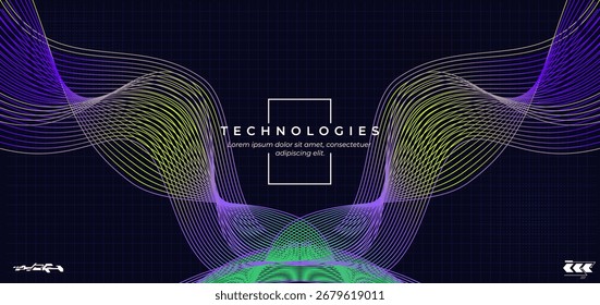 Plantilla Abstractas de tecnología de onda digital. Tecnología digital y concepto de big data. Abstractas visual para la Plantilla de pantalla. Fondo de tecnología de inteligencia artificial geométrica.