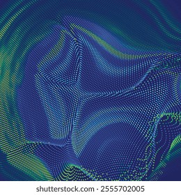 Abstract Digital Waveform Background - Futuristic Dotted 3D Design colorful mesh sphere on dark background