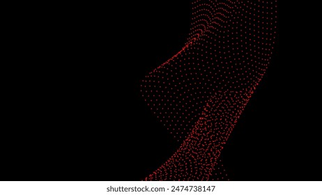 Abstract digital waving 3d particle technology background design. Futuristic moving dots particles, hi-tech and big data visualization for brochures, flyers, poster, business card, banner. Vector