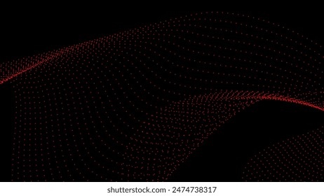 Abstract digital waving 3d particle technology background design. Futuristic moving dots particles, hi-tech and big data visualization for brochures, flyers, poster, business card, banner. Vector