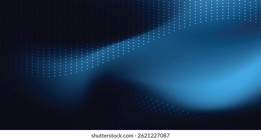 Abstract digital waving 3d particle technology background design. Futuristic moving dots particles, hi-tech and big data visualization for brochures, flyers, magazine, business card, banner. Vector.