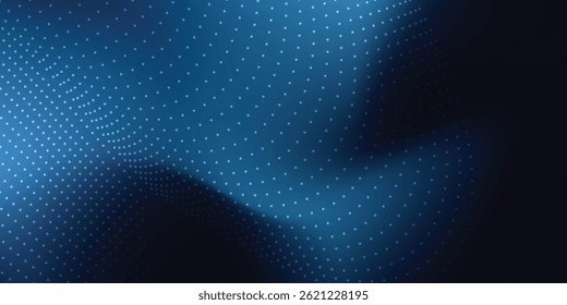 Abstrato digital ondulação 3d projeto de fundo de tecnologia de partículas. Partículas de pontos móveis futuristas, visualização de alta tecnologia e big data para folhetos, folhetos, revistas, cartões de visita, banner. Vetor.