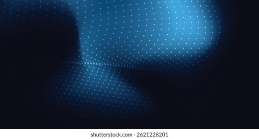 Abstrato digital ondulação 3d projeto de fundo de tecnologia de partículas. Partículas de pontos móveis futuristas, visualização de alta tecnologia e big data para folhetos, folhetos, revistas, cartões de visita, banner. Vetor.