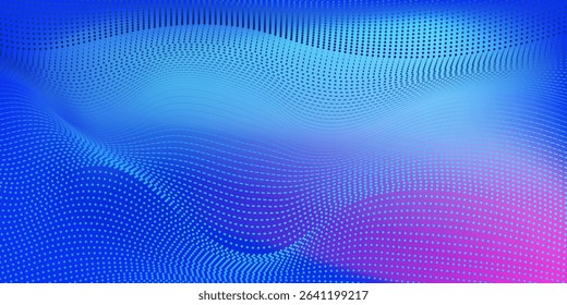 Abstract digital waving 3d particle technology background design. Futuristic moving dots particles, hi-tech and big data visualization for brochures, flyers, magazine, business card, banner. modern