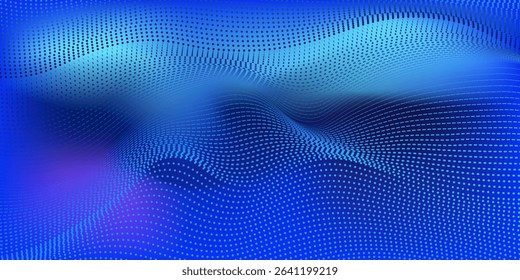 Abstract digital waving 3d particle technology background design. Futuristic moving dots particles, hi-tech and big data visualization for brochures, flyers, magazine, business card, banner. modern
