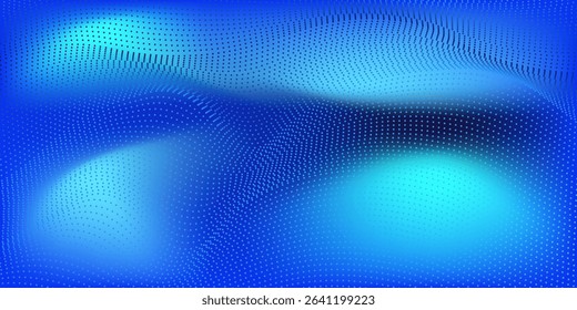 Abstract digital waving 3d particle technology background design. Futuristic moving dots particles, hi-tech and big data visualization for brochures, flyers, magazine, business card, banner. modern