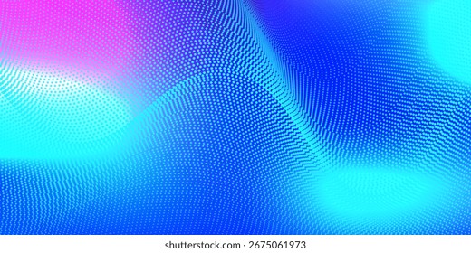 Abstract digital waving 3d particle technology background design. Futuristic moving dots particles, hi-tech and big data visualization for brochures, flyers, magazine, business card, banner. Eps10