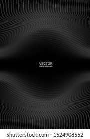 Abstract. Digital wavy doted black background. Technology concept. vector.