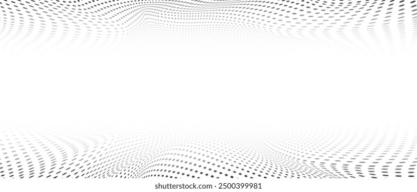 Abstract. Digital wavy doted white background. Technology concept. vector.